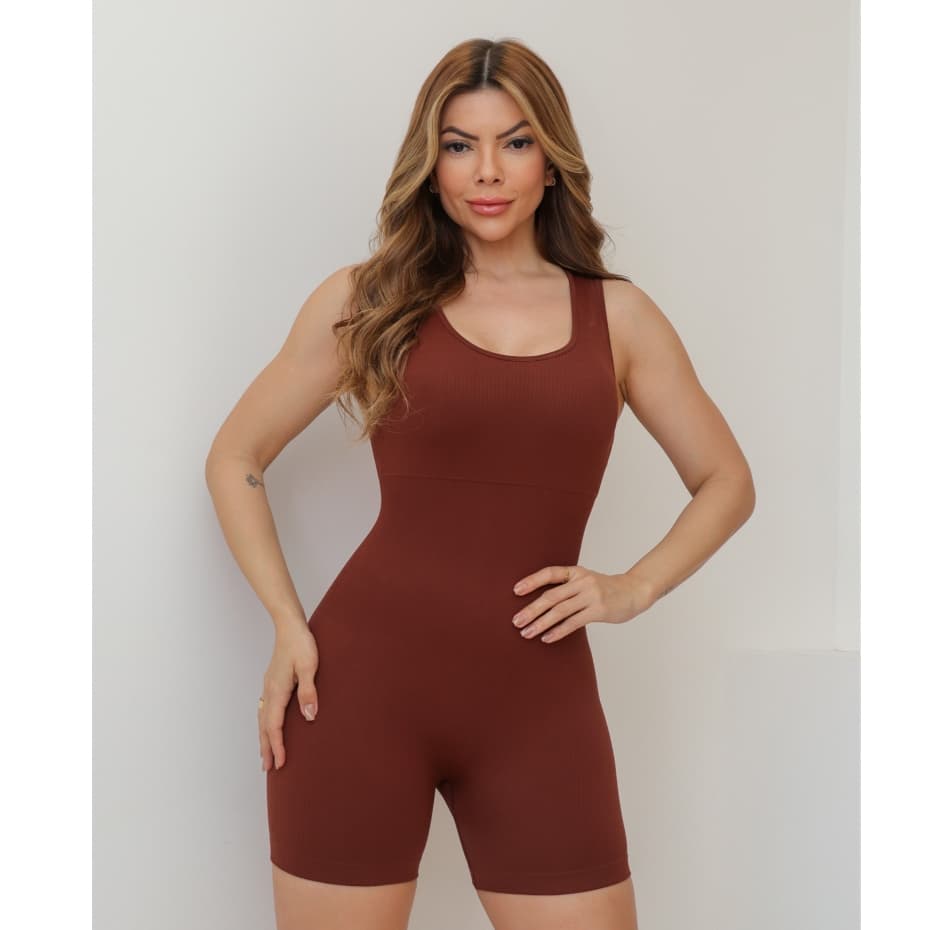 Macacão Feminino Fitness Academia Yoga Esportivo Canelado Poliamida Elástico 3RD SD1531