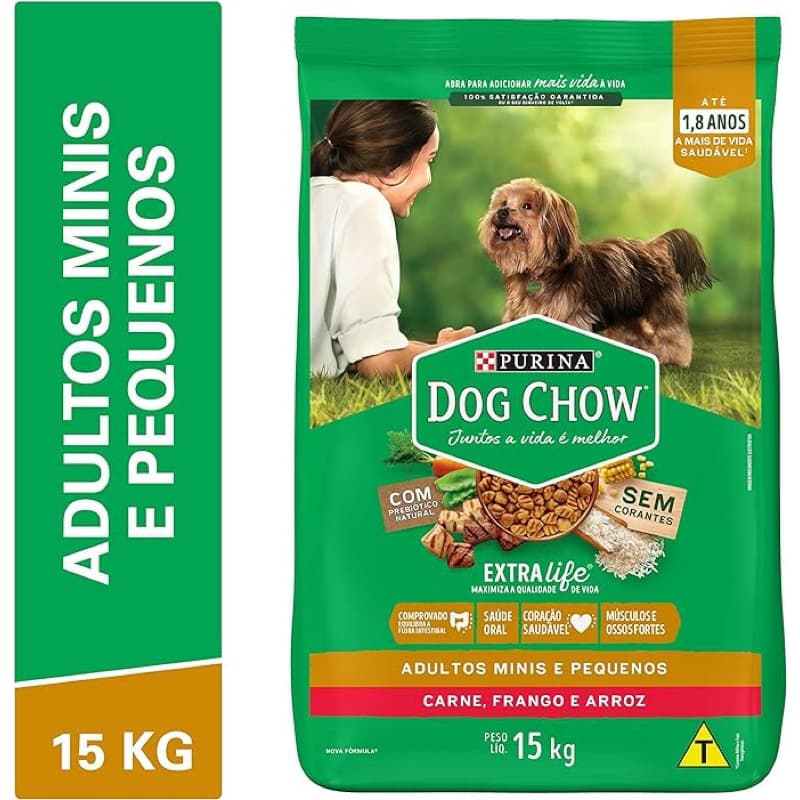 RAÇÃO CACHORRO DOG CHOW RAÇÃO PEQUENAS FRANGO/ARROZ 15KG