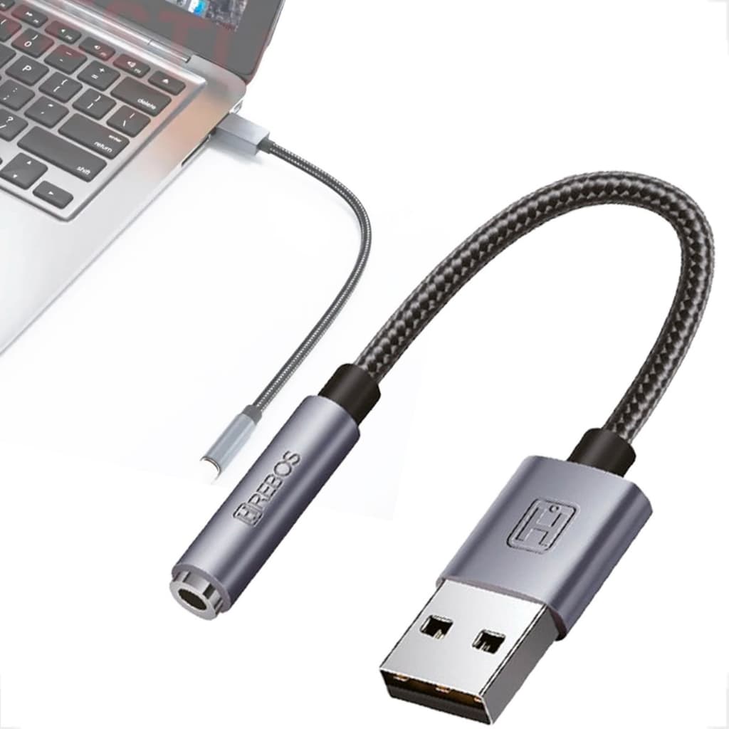 Placa De Som Usb P2 Fone 3.5mm Pc Notebook Cor Preto