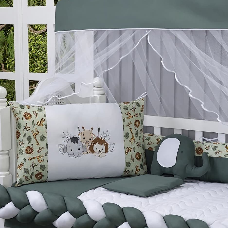 Kit Berço Americano Completo Para Menina e Menino 10 Peças Enxoval Algodão Decorado Paris 200 fios