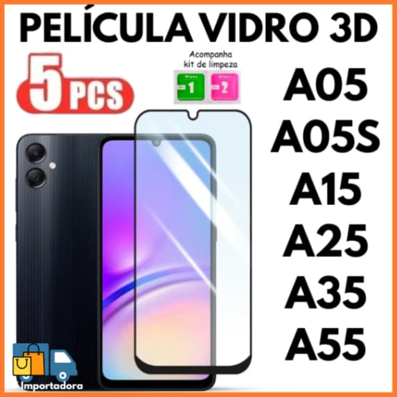 Película De Vidro 3D Tempeado Para Samsung A05 A05S A15 A25 A35 A55