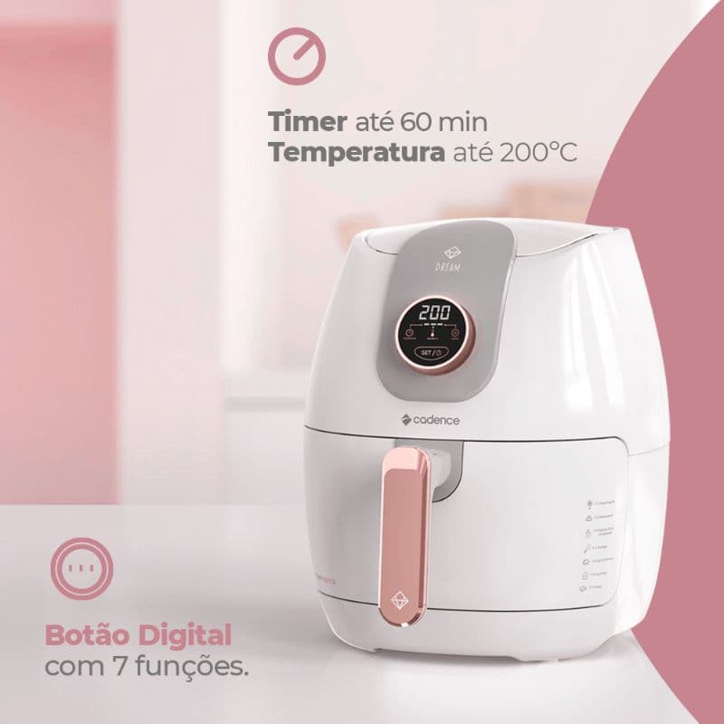 Fritadeira Sem Óleo 3L Cadence Dream Rosé Gold 127v