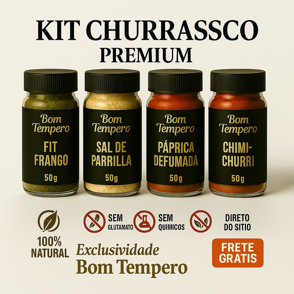 Kit Churrasco Premium – Bom Tempero | 4 Temperos Naturais 50g Cada