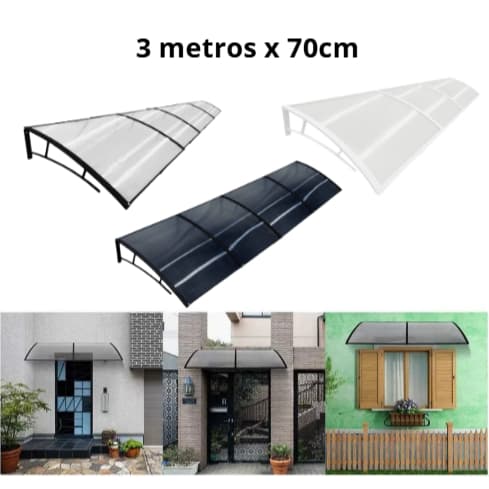 Kit Toldo Policarbonato Completo 3,00m x 70cm Portas E Janelas