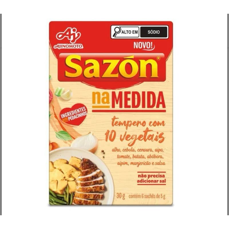 Kit 5 Tempero Sazón na Medida Tempero com 10 Vegetais 30g