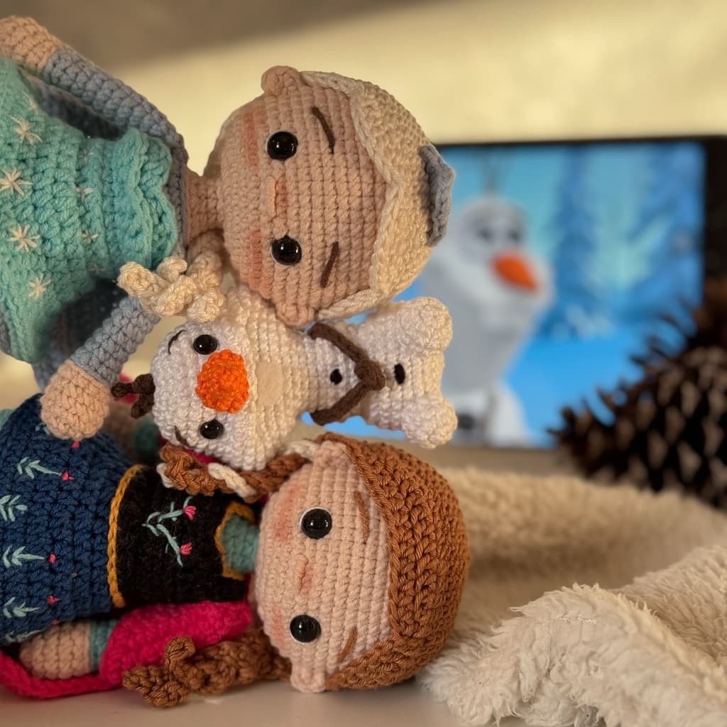 kit Boneca Princesas em crochê amigurumi Frozen Ana Elsa Olaf