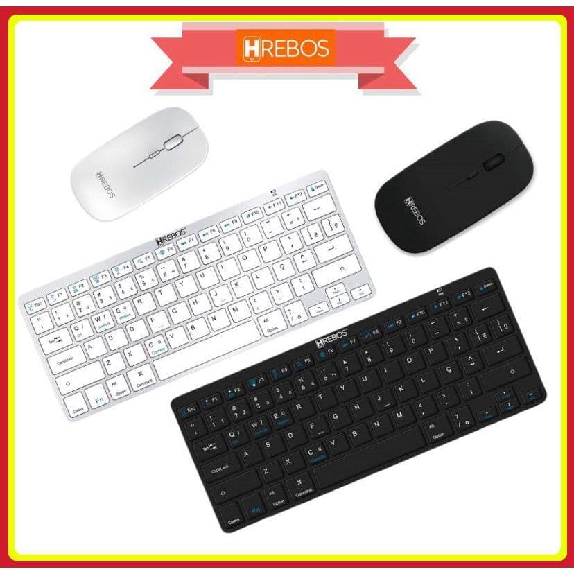 Kit Teclado + Mouse Bluetooth sem fio Compativel com Mac ios Android Windows HREBOS HS-750K 751