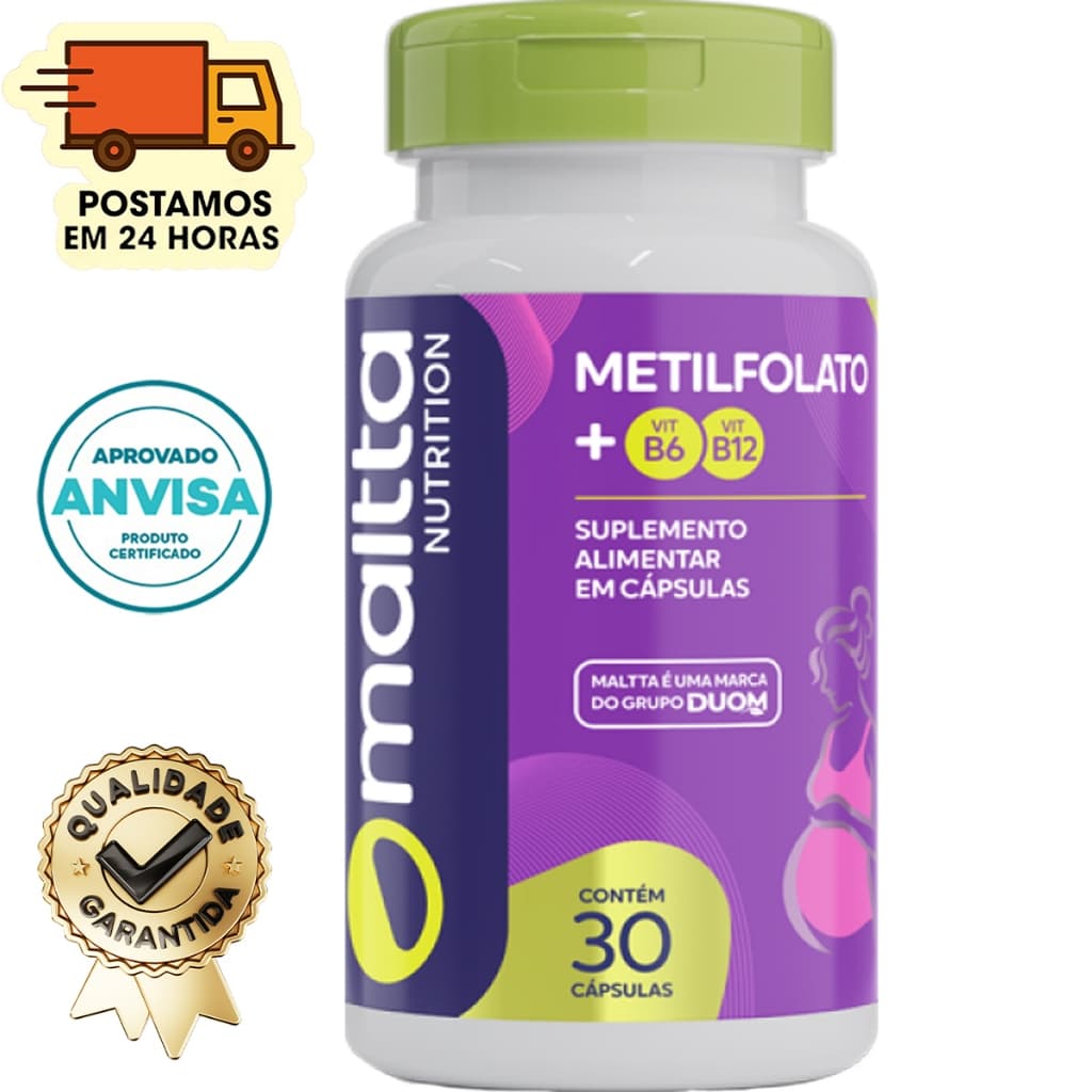 Metilfolato + Vitamina B6 + Vitamina B12 - 30 Cápsulas 400mg - Maltta Nutrition