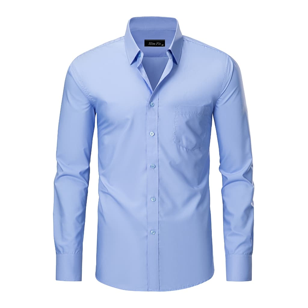 Camisa Social Masculina Slim Fit Manga Longa com Bolso em Viscose Fresca Fácil de Passar e Não Amassa para Escritório