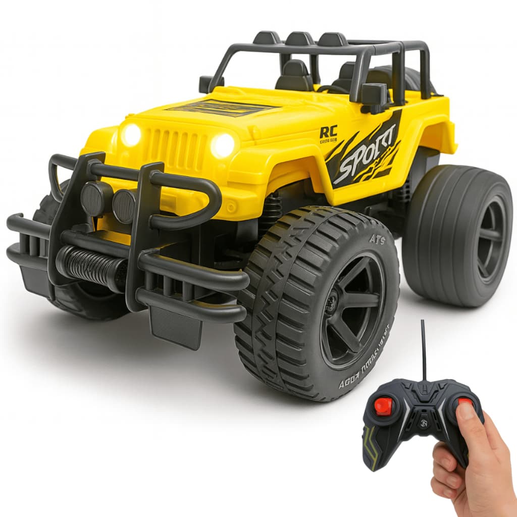 Carrinho Jeep 4x4 Brinquedo Controle Remoto Infantil Luz e Movimento Resistente Caminhonete Presente