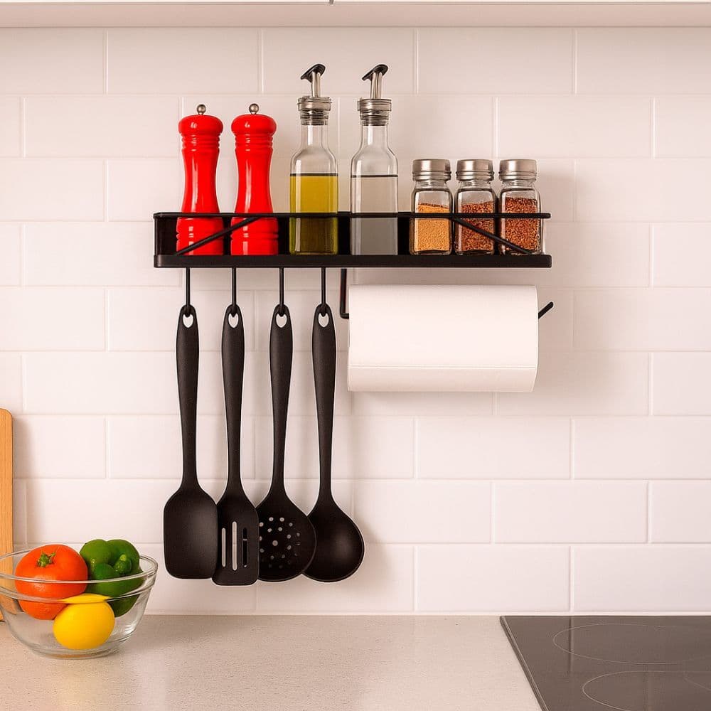 Prateleira Porta Temperos e Utensilios de Cozinha Suporte de Parede