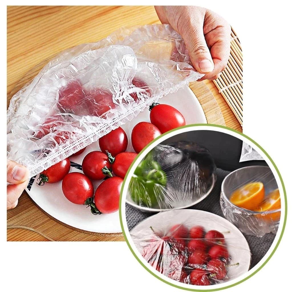 100 pçs/conjunto filme 10-28cm de diametro plástico descartável PE, capa transparente minimalista para alimentos para