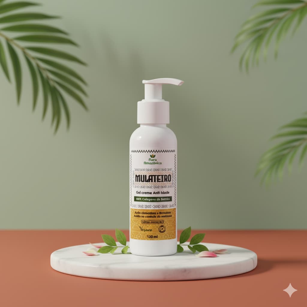 Gel creme anti-idade mulateiro - 100% colágeno de bambu - 120ml