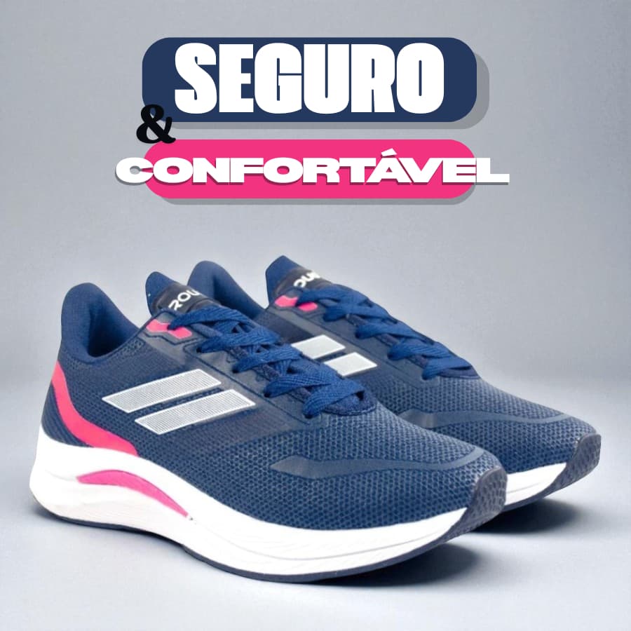 Tênis Esportivo ROUDER Com Amortecimento | Tênis Feminino para Treino e Caminhada | Preto e Branco, Marinho e Rosa