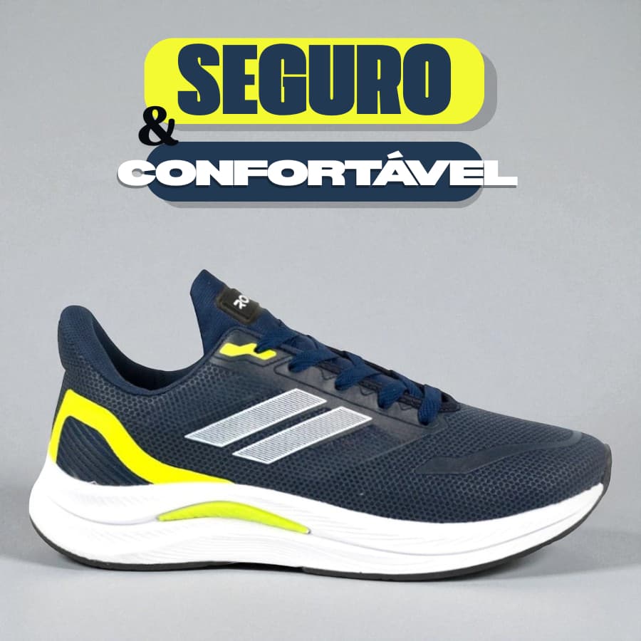 Tênis ROUDER Unissex Com Amortecimento | Tênis de Treino e Caminhada Leve | Preto, Azul e Cinza