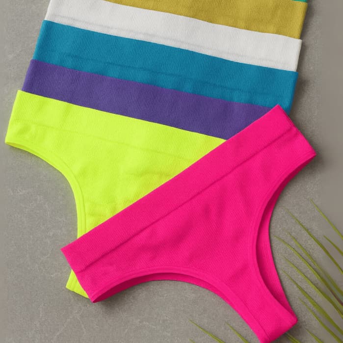 Kit até 6 Calcinhas Tanga Dia a Dia Conforto Academia Fitness Tecido Poliamida Canelada