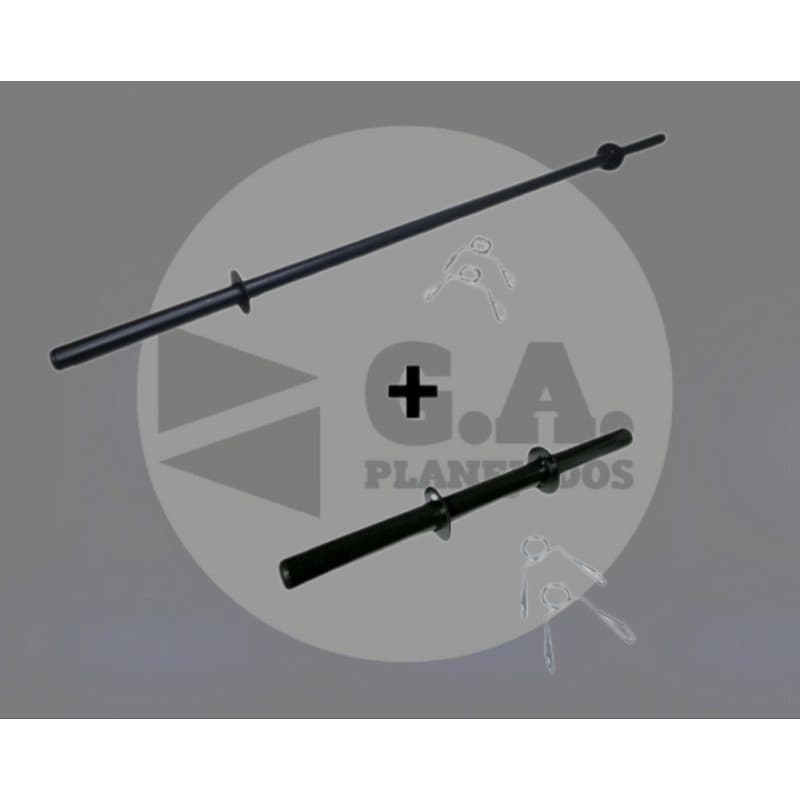 Kit barra reta body pump 1,20m + 1 barra avulsa halter de mão 40 cm com presilhas musculação academia