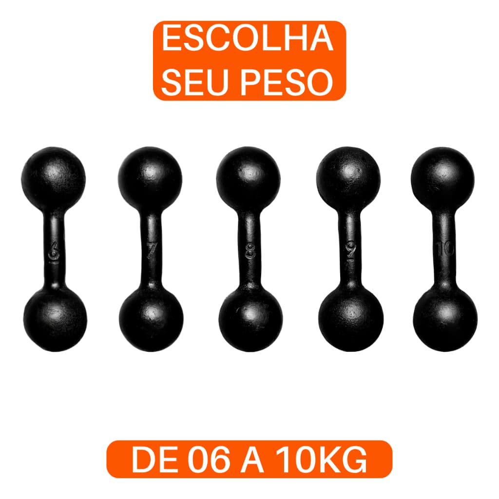 Halter Bola Pintado 6 a 10kg Treino Musculação Peso Livre Funcional Academia