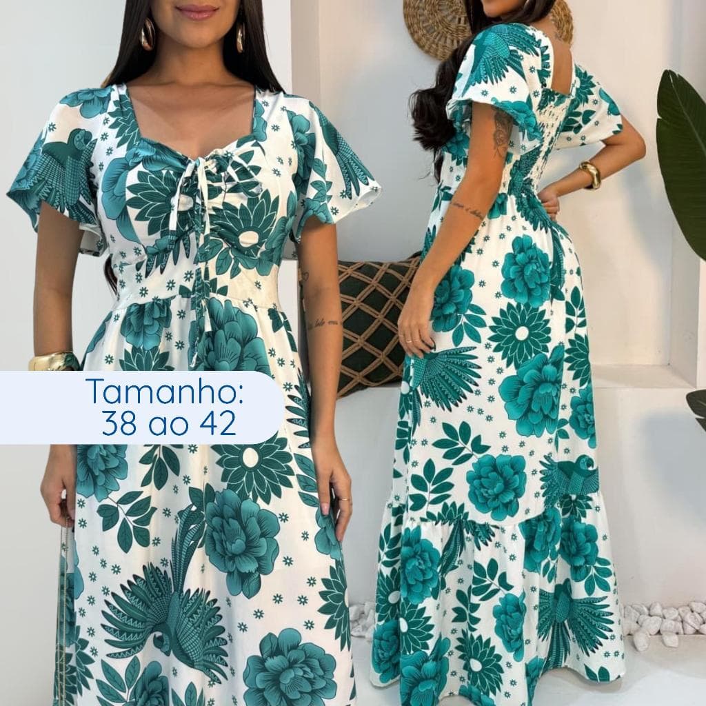 Vestido Feminino Longo Ciganinha Estampado Linha Exclusiva