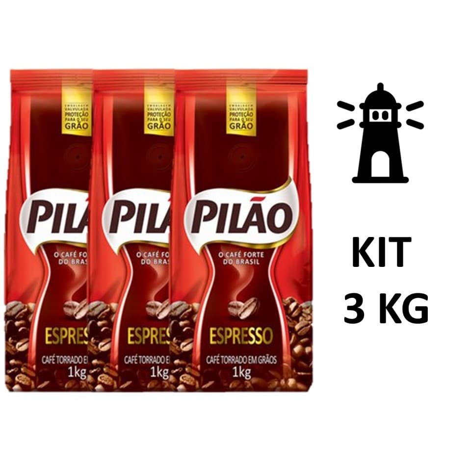 Café em Grãos Café Pilão 1kg - KIT com 3 Unidades - Café Pilão