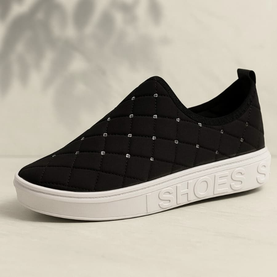 Tênis Feminino e Masculino Preto Slip On Meia Confortável Leve Casual