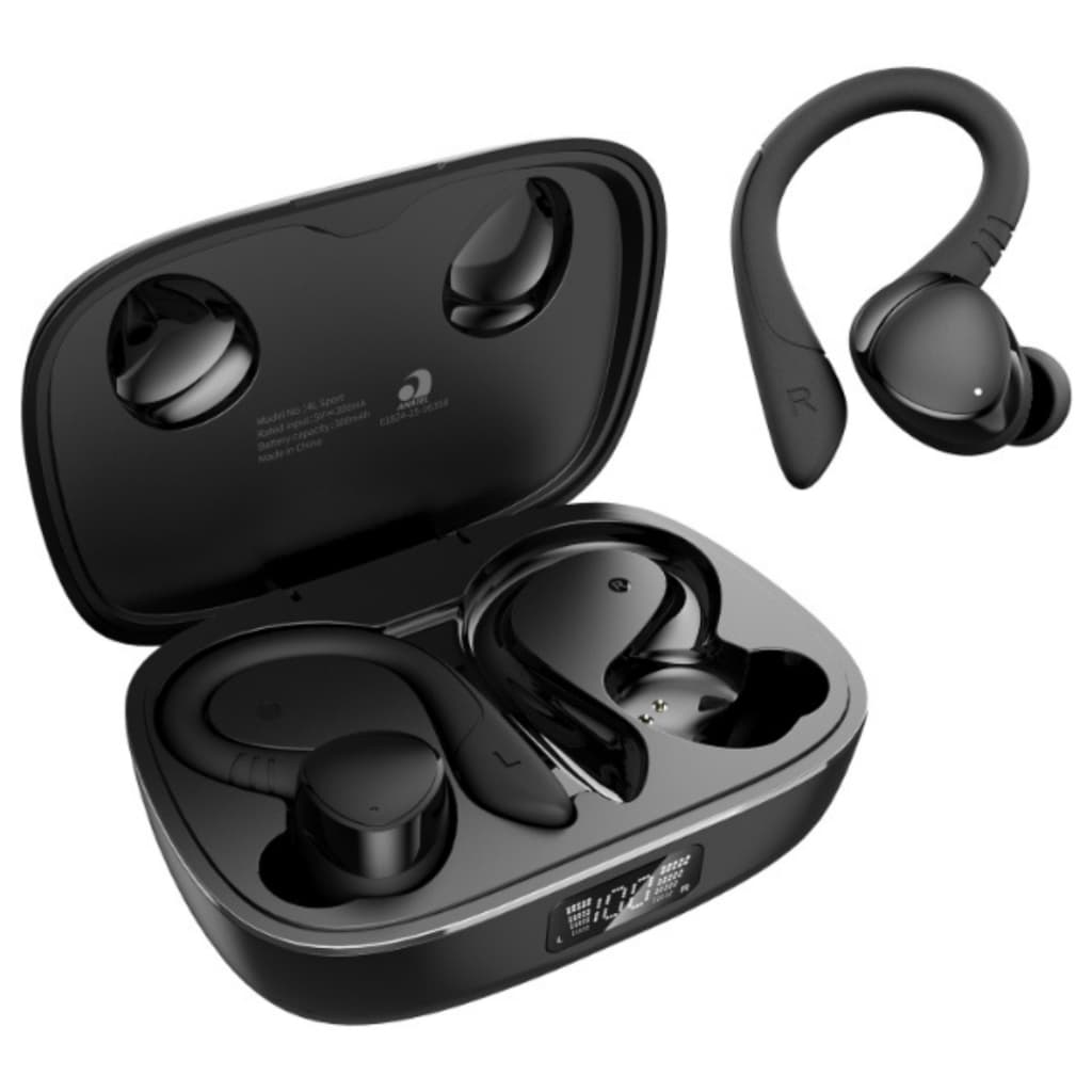 Fone de Ouvido Bluetooth Sem Fio 4Leader Esportivo Gancho IPX5 Microfone 20h Bateria Academia Corrida