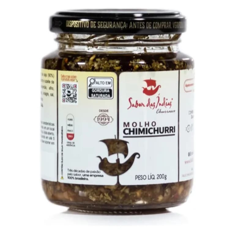Molho de Ervas Chimichurri - 200 GR Sabor das Indias Tempero Condimento Picante
