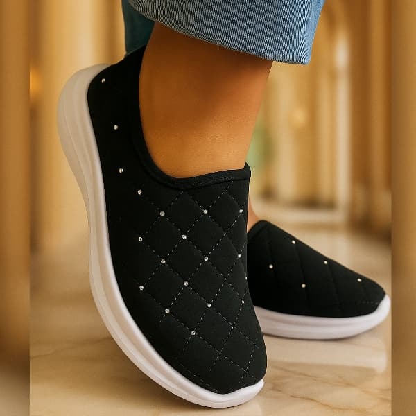Tenis Meia Feminino Sapato Mulher Confortavel Lantejoula Leve Ideal Para Pesseios Chinelo Rasteira Papete Calce Fácil