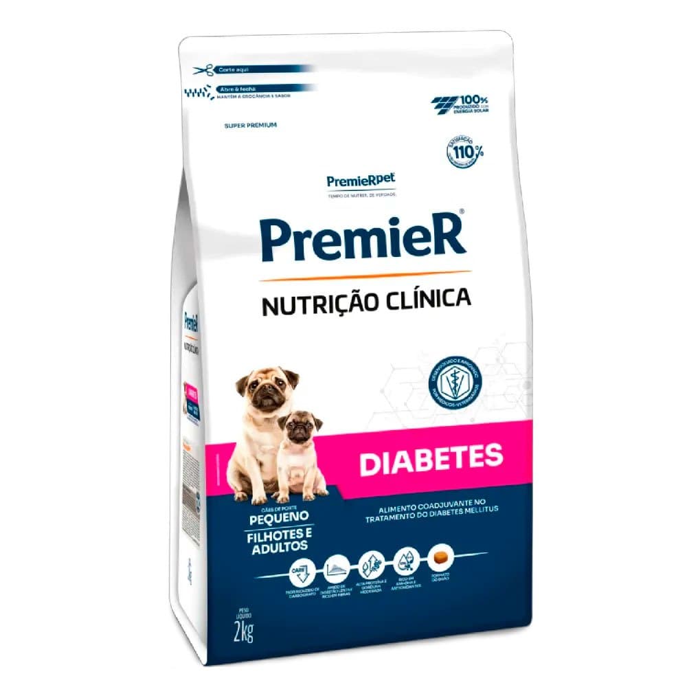 Ração Premier Nutrição Clínica Diabetes Cães Adultos e Filhotes Porte Pequeno 2kg