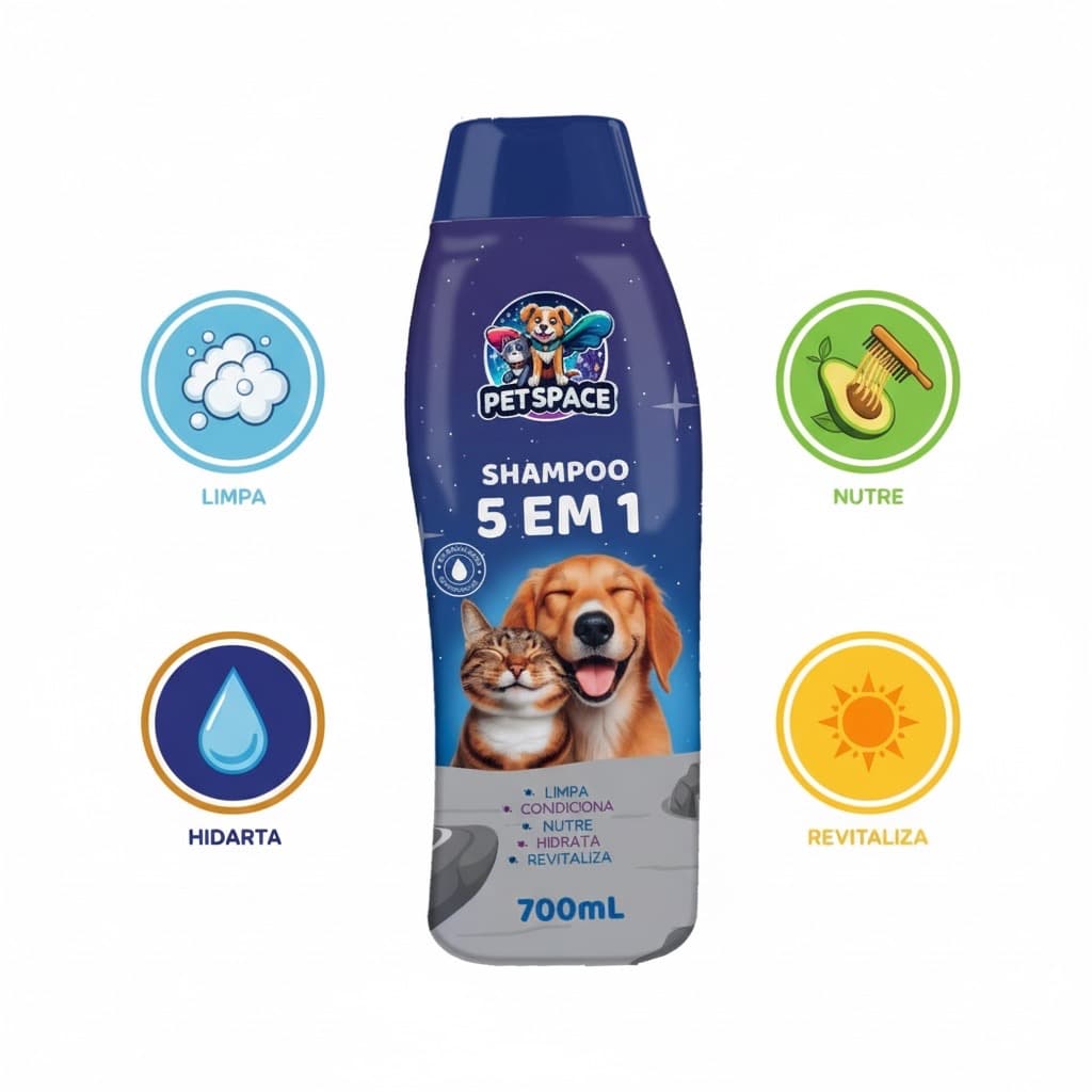 Shampoo Condicionador PET SPACE 5 em 1 para Cães e Gatos - 700ml ENVIO IMEDIATO