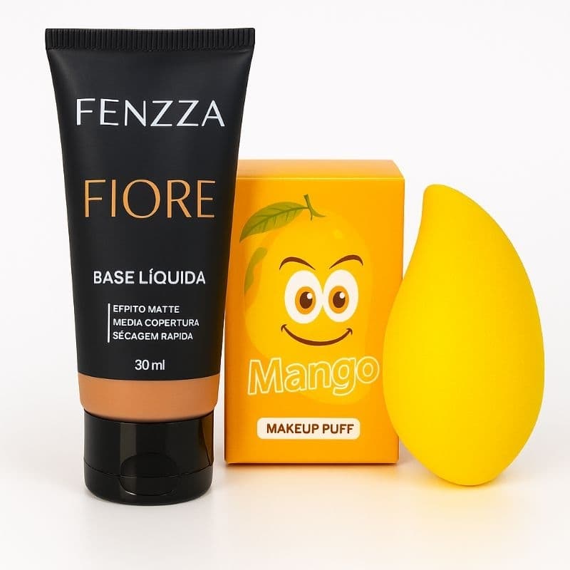 Base Liquida Fenzza Efeito Matte Esponja Maquiagem Kit Maquiagem