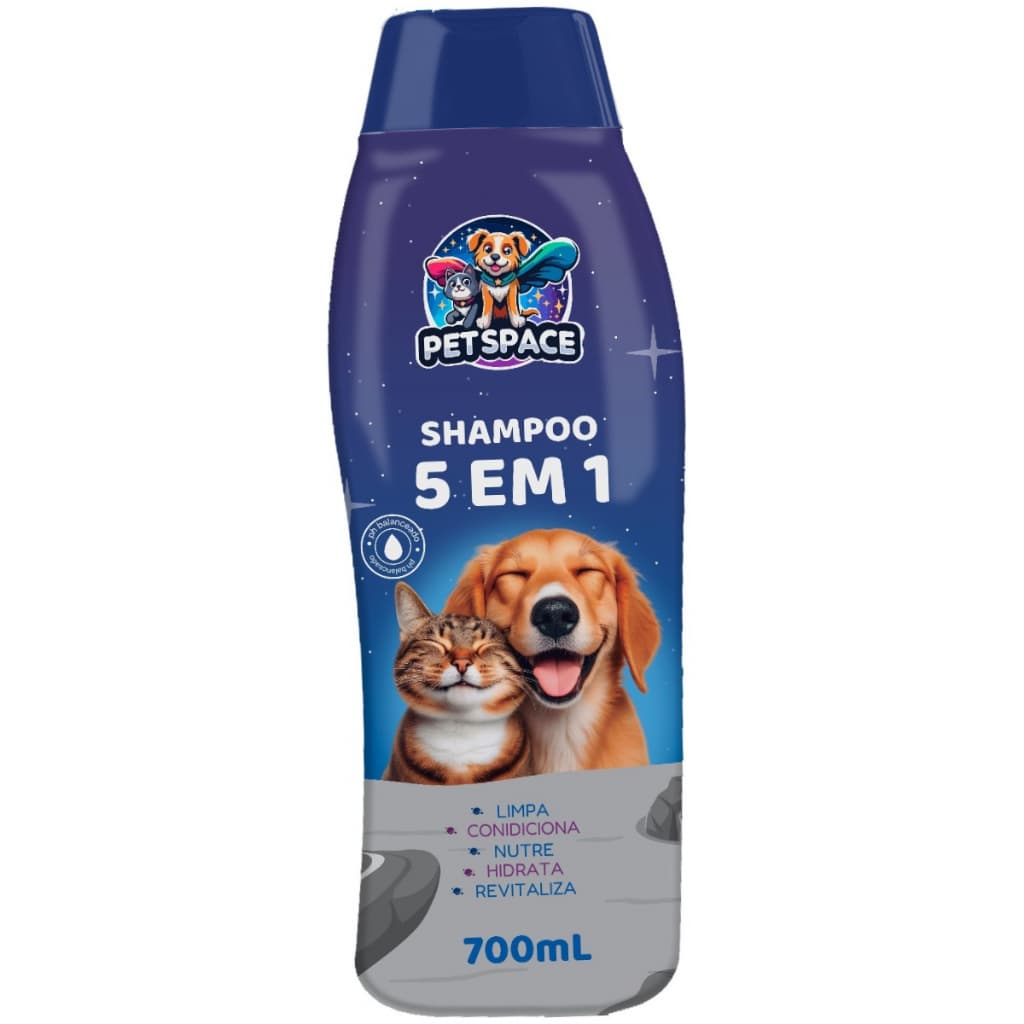 Shampoo E Condicionador 5 em 1 para Cães e Gatos PET SPACE - 700ml