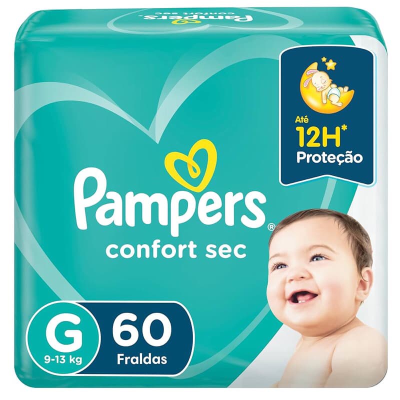 Fralda Pampers Confort Sec G - 60 fraldas