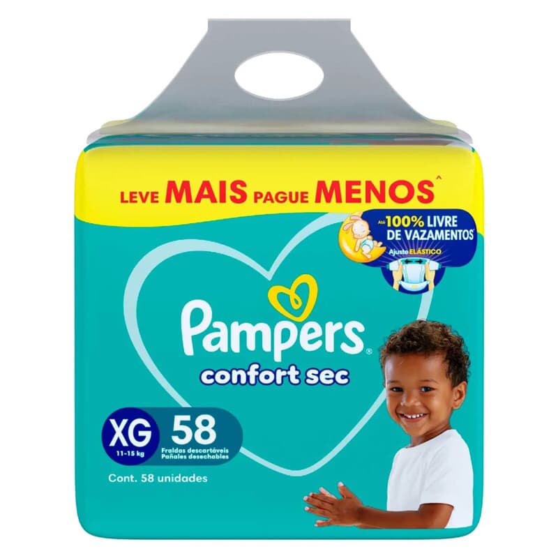 Fraldas Pampers Confort Sec XG 58 Unidades PROMOÇÃO