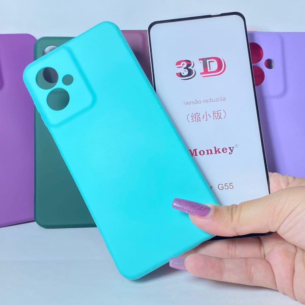 CAPA G55 + Película 3D Kit Motorola Capinha Case Protetora Celular Silicone
