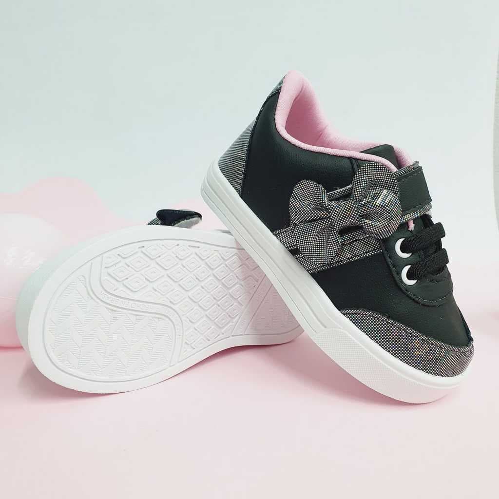 Tênis Infantil Feminino Lacinho Casual Confortável Velcro Menina