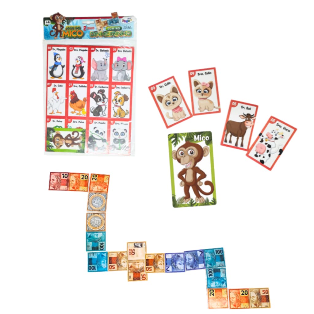 Jogo do Mico infantil, Dinheiro de brinquedo, Educação financeira infantil, Brinquedo educativo
