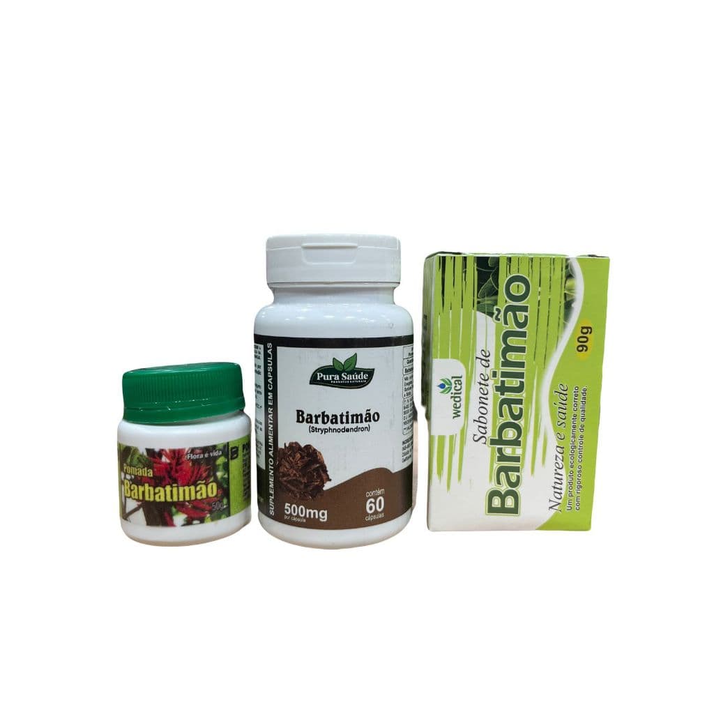 KIT BARBATIMÃO (POMADA BARBATIMÃO + SAB. BARBATIMÃO + CÁPSULA)