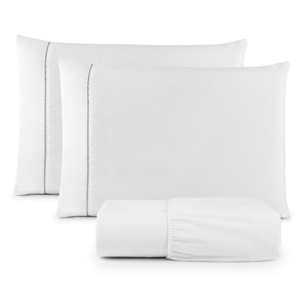 Kit Jogo De Lençol Cama Box Solteiro Casal Queen King 400 Fios Hypercal 03 Peças Ponto Palito