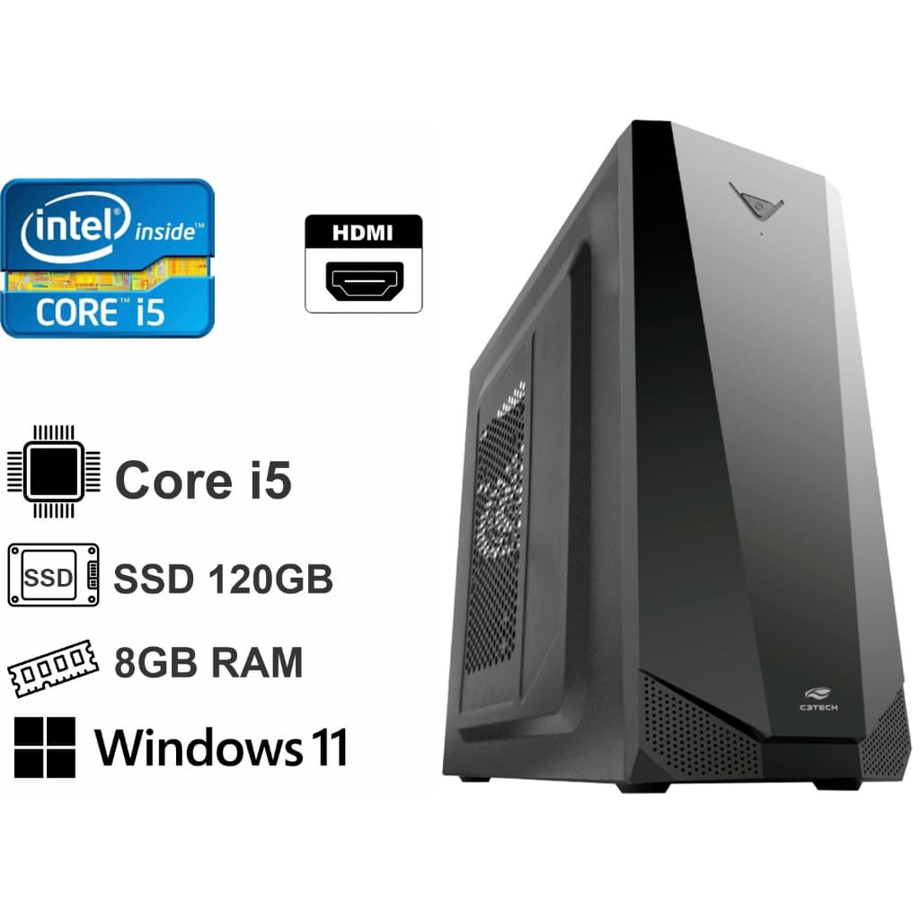 Computador Core i5 8GB Ram SSD 120GB 500HD Windows 11 e Programas