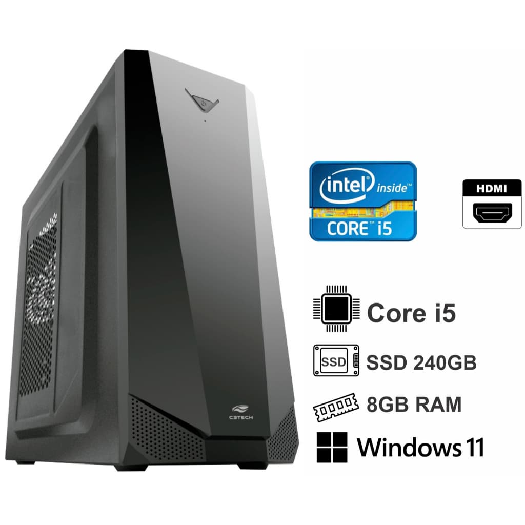 Computador Core i5 8GB Ram SSD 240GB 500HD Windows 11 e Programas