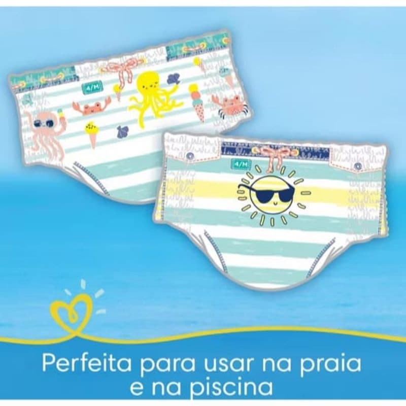 2 Fralda Para Agua Pampers Splashers Baby Shark G-XG 2 Unidades