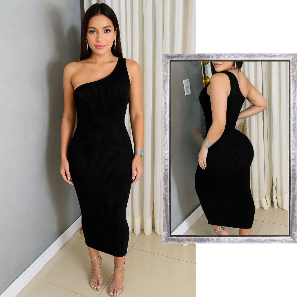 Vestido Feminino Mula Manca Tubinho Nula Manga Midi