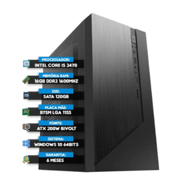 Computador De Mesa Intel Desktop 120 Gb Intel Core I5 3470 16 Gb