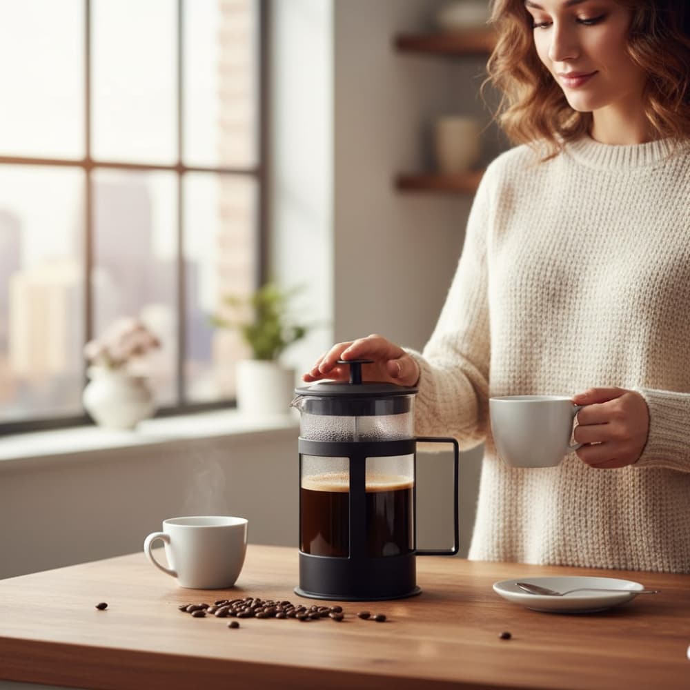 Cafeteira Prensa Francesa 600ml Café Aromático Prática Vidro Resistente Café Expresso Leite Cremoso