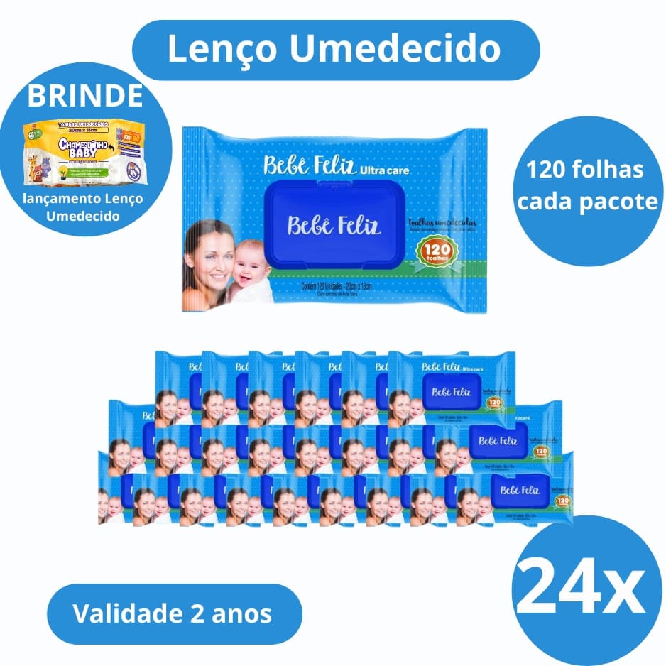Kit 24 Toalhas Umedecidas Bebê Feliz Com 120 Folhas Cada Promoção