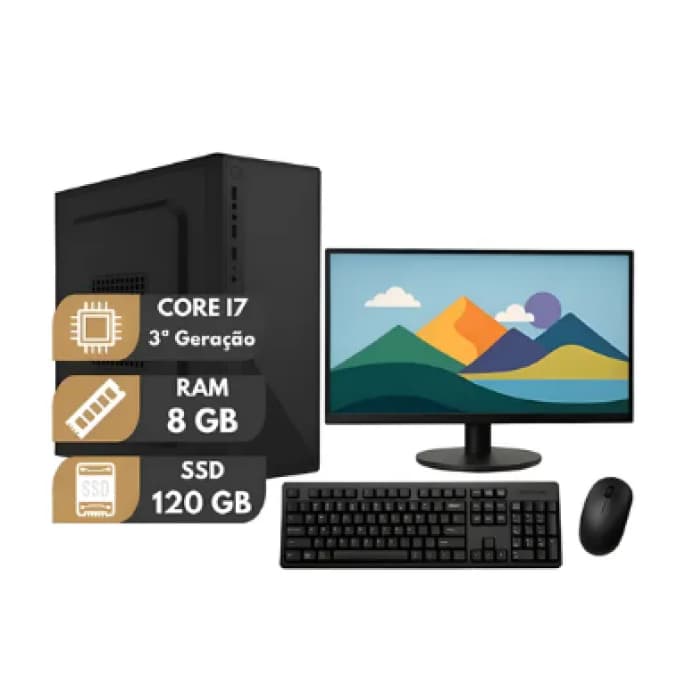 Pc Computador Completo Intel I7 3ª Geração 8gb Ssd 120gb
