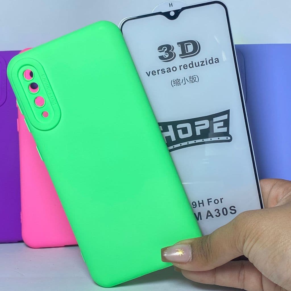 Capa A30S / A50 / A50S + Película 3D Kit Samsung Capinha Case Protetora Celular Silicone