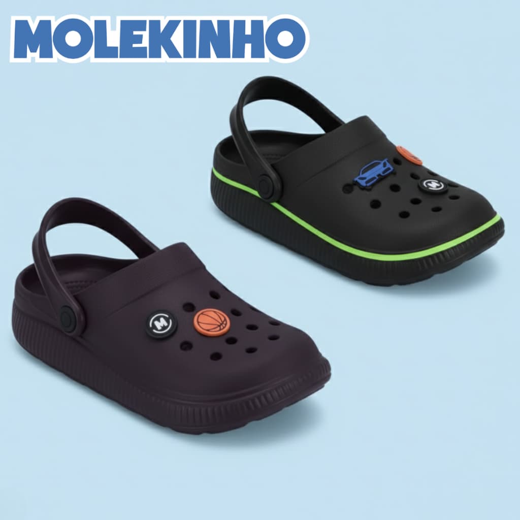 Sandália Babuche Infantil Molekinho Menino Bottons EVA Confortável Leve Original
