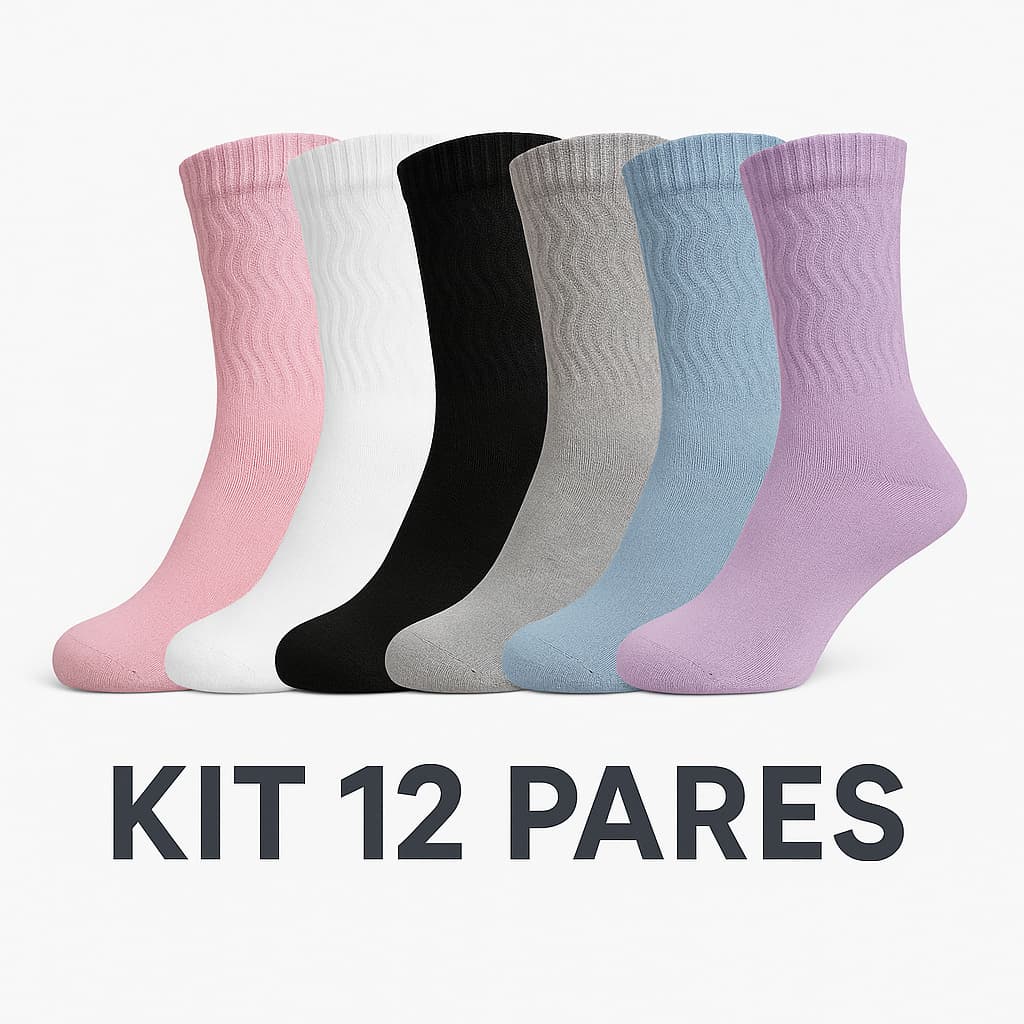 Meias de aerobica feminina kit com ate 12 pares fitness para academia confortáveis sortidos